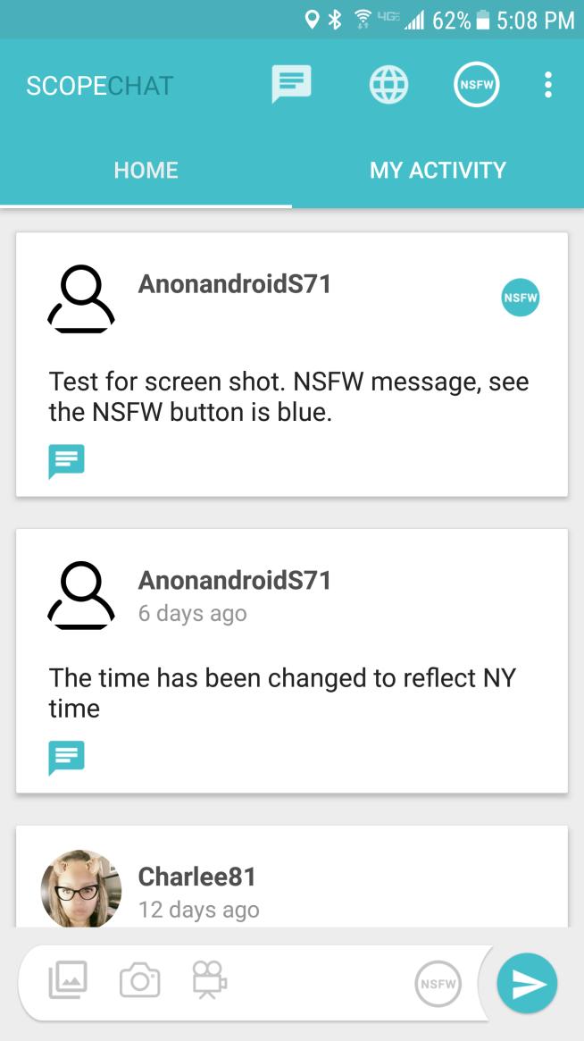 NSFW Messages & Filters If the NSFW filter on the home screen is activated you will see the NSFW button glow Blue. When the NSFW button is blue you WILL see NSFW posts and comments.