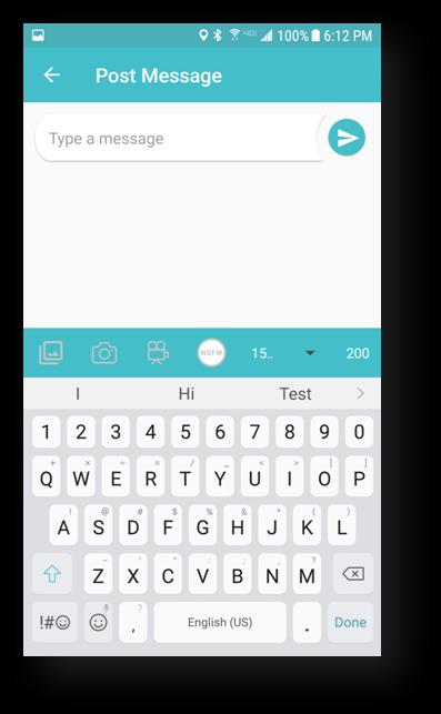 Posting messages is very simple press the message creation area and start typing your message. ScopeChat doesn t allow more than 200 characters of text in any single message.