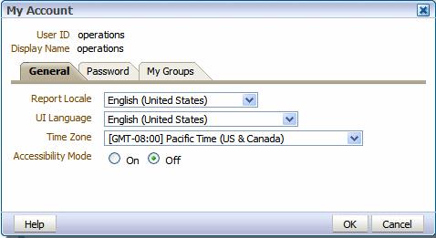 To Set General Preferences Use the General tab to set the following: Report Locale A locale is a language and territory combination (for example, English (United States) or French (Canada)).