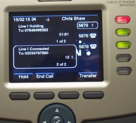 two different calls. Your Cisco 525 shows up to two incoming calls on the lines you have set up.