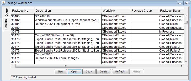 Chapter 3: Using the PPM Workbench Selecting Configuration Entities The Results tab displays all of the configuration entities matching the search criteria.