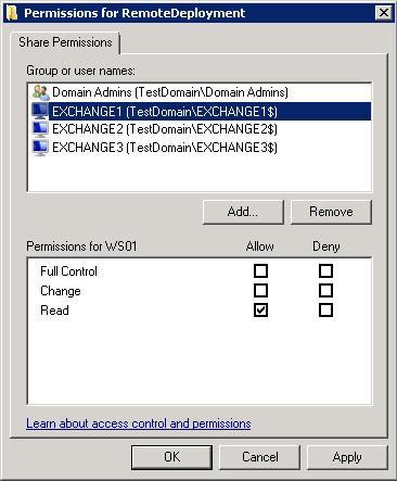 Example permission settings Share Permissions Security Permissions Remote Deployment Timings As soon as the Remote Deployment service notices that there has been a change to the remote deployment