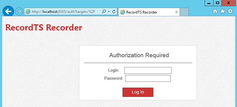 console. Enter a login and password (twice), then click on Set Credentials. Keep this information in a safe place for future reference. Figure 5-11: Recorder Security Configuration 12.