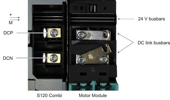 Electrically connecting Motor Modules and DC link components 8.3 Connection of DC link busbars and 24 V busbars 8.