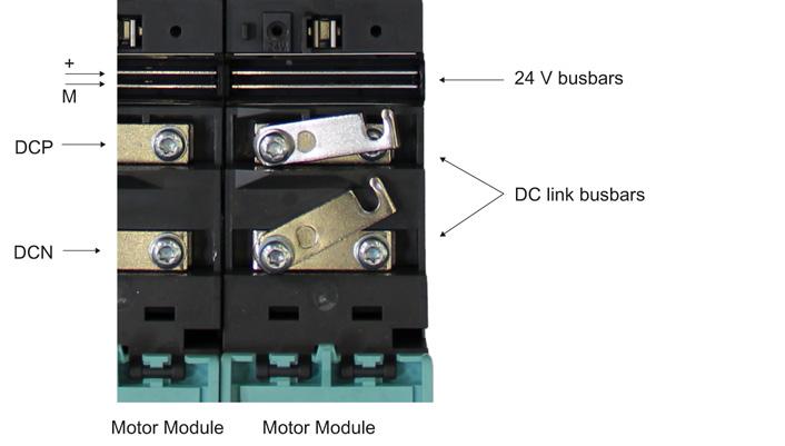 Electrically connecting Motor Modules and DC link components 8.4 Connecting an additional component 8.
