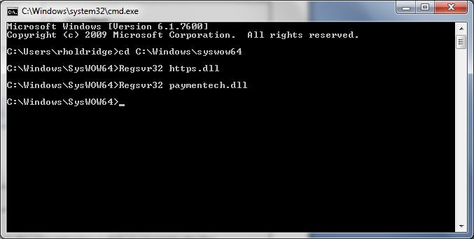 Registering the Correct.dll Files - 64Bit 1. Select Start. 2. Type in cmd. This will open the command prompt. 3.