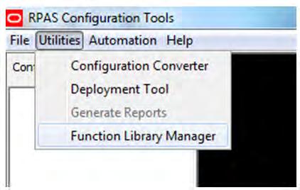 Configuring Required Function Libraries for Starter Kit 1. Launch the Configuration Tools. 2. From the Utilities Menu, select Function Library Manager.