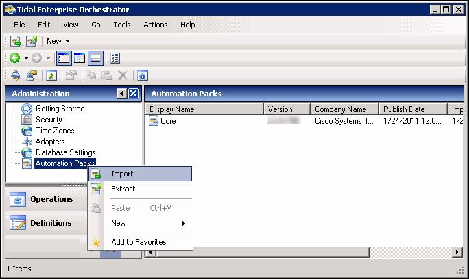Chapter 1 Importing the Automation Pack Accessing the Automation Pack Import Wizard Figure 1-1 Automation Packs View Import Menu Step 2 Step 3 Use one of the following methods to open the Automation