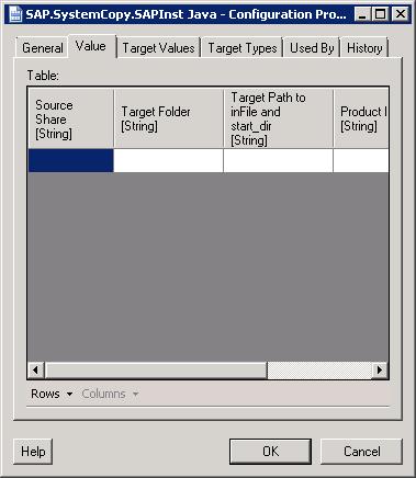 Click the Value tab to view or modify the default value for all targets. Note The tab in the second position will depend on the variable type.