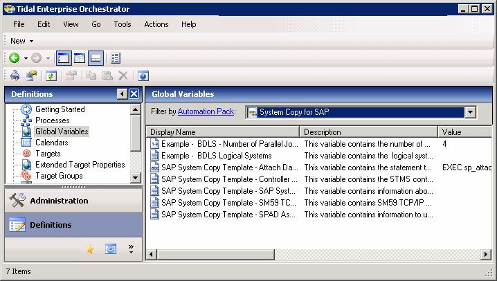 Chapter 3 Getting Started Using the Automation Pack Managing Global Variables Managing Global Variables The System Copy for SAP System Template processes use global variables for information that is