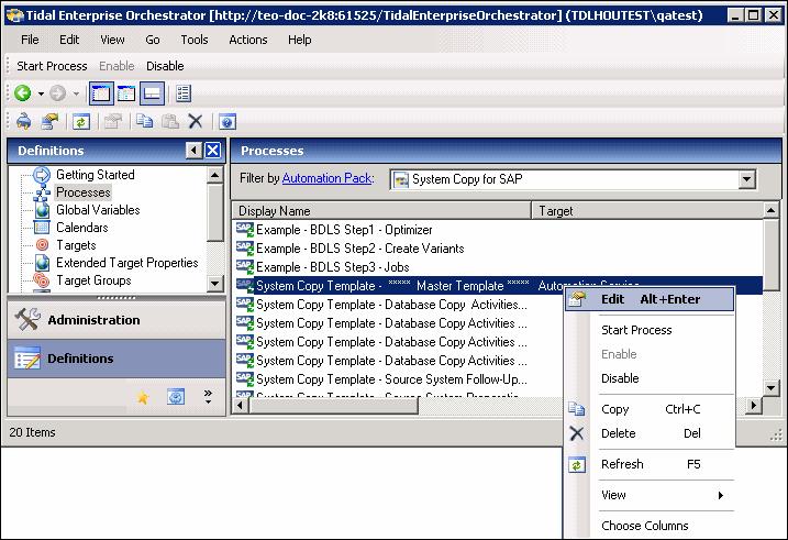 Chapter 4 Understanding the System Copy for SAP Processes Viewing Processes in Editor Viewing Processes in Editor You can view the processes in the Process Editor.