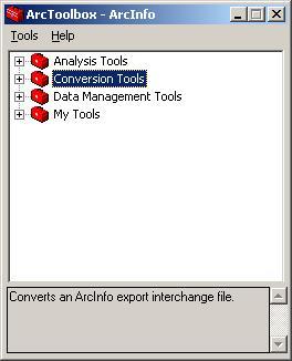 Navigate through the Toolbox to: Conversion Tools >> Import to Coverage.