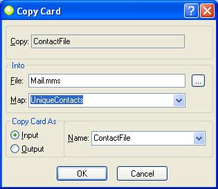 Copying an Input Card to an Output Card Using the UNIQUE Function 3 Enter ContactFile as the name of the new input card in the Name
