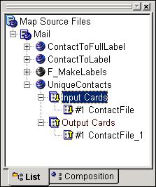 Editing a Card The newly created #1 ContactFile_1 output card should be renamed to represent the output it generates.