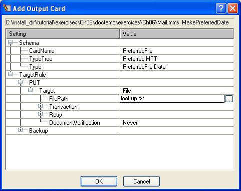 Using the OR Function With a Lookup File MakePreferredData Map Creating the PreferredFile Output Card The Schema of the card defines the CardName, TypeTree, and Type.