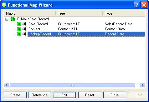 Creating the F_MakeSalesRecord Functional Map Using Cross-Referenced Data 5 Click Create to build the F_MakeSalesRecord functional map. 6 Click Close.