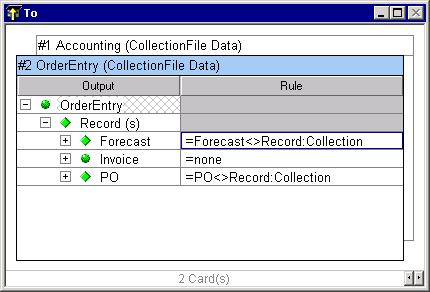 Deliver Map Source File Partitioning Types To Simplify Map Rules Drag Forecast records from the input card to the rule cell for Forecast on the output card. Do the same for PO.