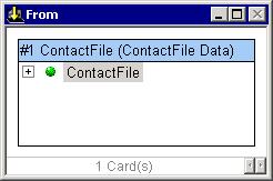 Mapping Basics Viewing Components in the ContactToLabel Map ContactToLabel Map Cards The input and output cards of maps appear in the From and To windows. Each icon in a card represents a type.
