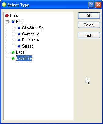 Modifying the Mail.mss Map Source File Modifying the ContactToFullLabel Map 8 Click OK to close the Select Type dialog.