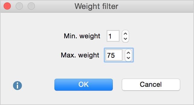 The user can define a range for the weight scores in order to retrieve only those document segments with scores inside of that range.