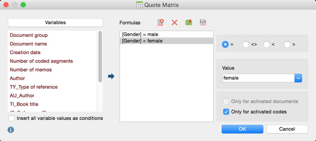 Mixed Methods Functions 329 2. From the main menu, select Mixed Methods > Quote Matrix.
