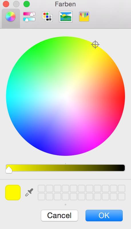the window, although it makes sense to limit the number of colors you use in a single project.