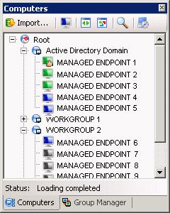 3.5.1 The 'Computers' Window - Functionality and Purpose The 'Computers' window allows the administrator to: Import network structures from Active Directory Domains and Windows Workgroups into the