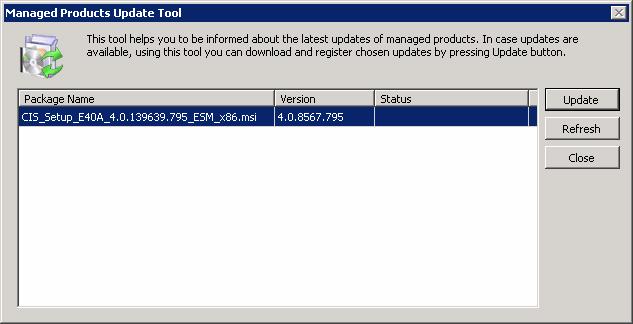 Selecting the Package and clicking 'Update' will automatically update the Package that has been uploaded to CESM.