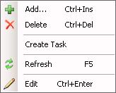 'Sequence Manager' Context Sensitive Menu - Table of parameters Action's name Description Add... Enables the user to add a new Sequence to the list. Opens the 'Add New Sequence' dialog.