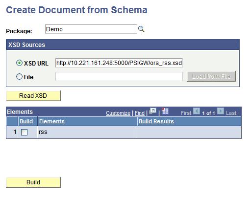 Chapter 9 Creating Documents from Schema Image: Create Document from Schema page The following example shows the Create Document from Schema page after you have