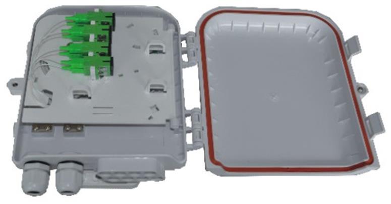 Type D Type CDF-O8SCS-TP0C FTTH Terminal Box C type, indoor and outdoor using 8 SC Simplex Ports, 2 inlet ports and 8 outlet ports, available for 205*215*55 8 pigtail