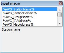 The variable will be converted to a real value once the message is sent from the AVG Data Center. The possible variables (macros) are as follows: %AVG_StationName% name of the station.
