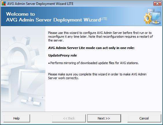 8. AVG Admin Lite AVG Admin Lite is a simplified version of AVG Remote Installation. It contains only the AVG Admin Server Deployment Wizard Lite and the AVG Network Installer Wizard Lite.