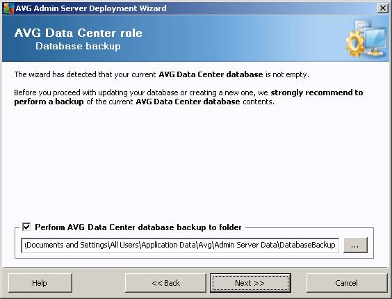 To do so, check the Perform Data Center database backup to folder checkbox and fill-in your desired storage location. The next dialog will inform you about your Data Center database status.
