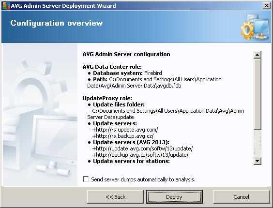 3.11. Configuration Overview This dialog contains a brief overview of the previously selected settings.