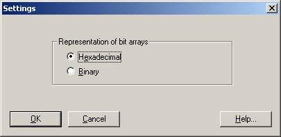 1.10 Settings Expert List Press the button Settings. In the displayed window choose the representation of bit arrays (refer to fig. 1-33).