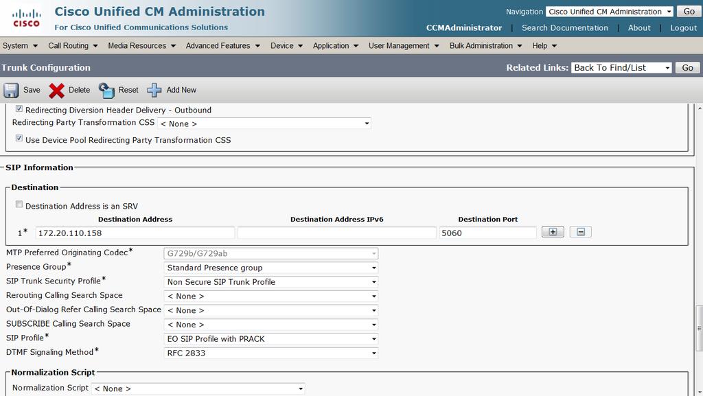 CISCO UCM SIP Trunk to CISCO UBE for