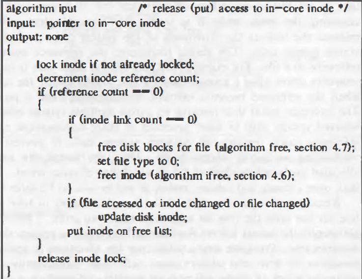 The kernel then prepares to read the disk copy of the newly accessed inode into the incore copy.