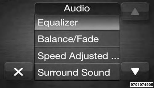 18 RADIO MODE Audio Equalizer 1. Push the Settings button located on the faceplate. 2.