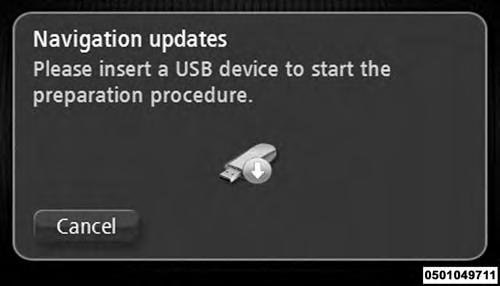 4. Insert your USB device. NAVIGATION 89 The system starts to prepare the USB device.