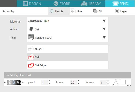 Send Tab The Send tab is very similar to Cut Settings of the past, but it is divided by actions. The Send tab was designed to streamline the cutting process and make cutting even easier.