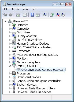 3. CONSOLE CONNECTION The OverDrive 1000 s main console is implemented as a USB serial port which can be found on the USB Console connector on the back of the case.