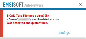 If you inadvertently download a malicious program, Emsisoft will block the download and display the following alert: You do not need to take any action.
