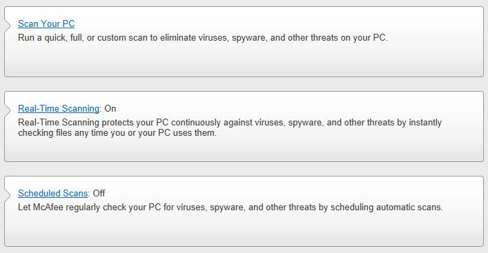 Tips for users Users should be aware that McAfee Internet Security does not perform on-access scanning of files.