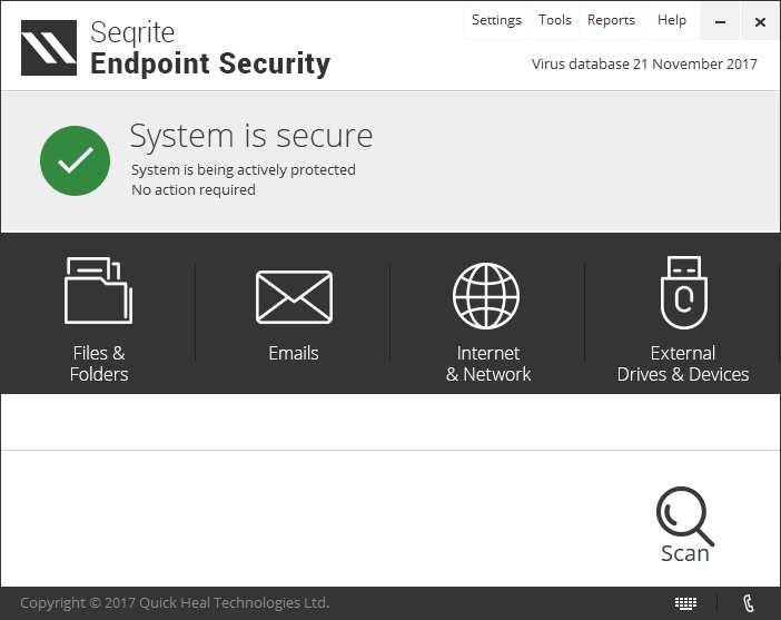 Seqrite Endpoint Security About the program Seqrite Endpoint Security is designed for use in business networks, in which it can be remotely controlled from a central console.