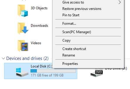 You can scan any drive, folder or file by right-clicking it in Windows Explorer, and clicking Scan (PC Manager): Update: Malware definitions are updated automatically, but you can run a
