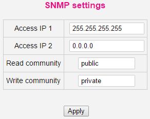 Figure 38 Configuration and permission using SNMP for COTM If parameter Access IP 1 is set to 255.255.255.255 value then UHP router is accessible by SNMP protocol from all network devices.