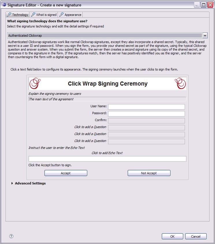 Creating Signature button 42 Add a Signature Select the