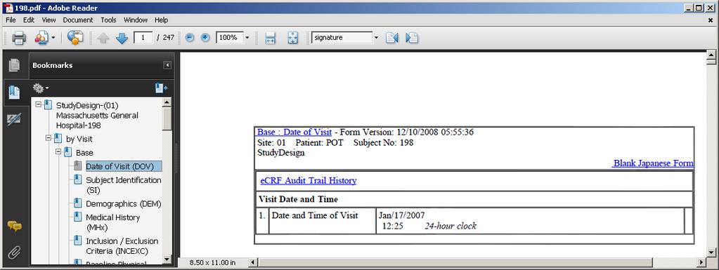 Viewing PDFs Viewing audit trail information ecrf Audit Trail