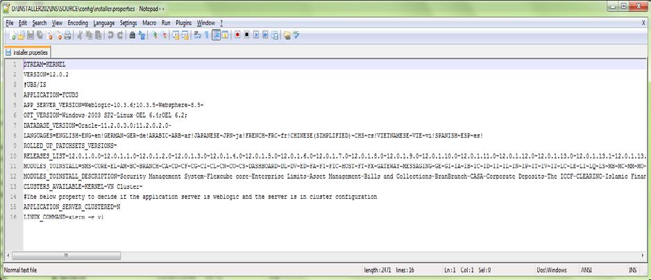 flg from the Installer Source directory before restarting the Installer. 1.4 Installer Configuration Using Oracle FLEXCUBE Installer, you may install Executable FCUBS_12.0.
